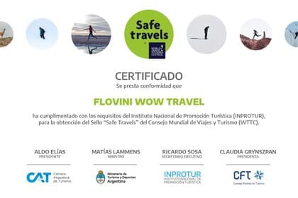 Certificado Safe Travels de Flovini WOW Travel